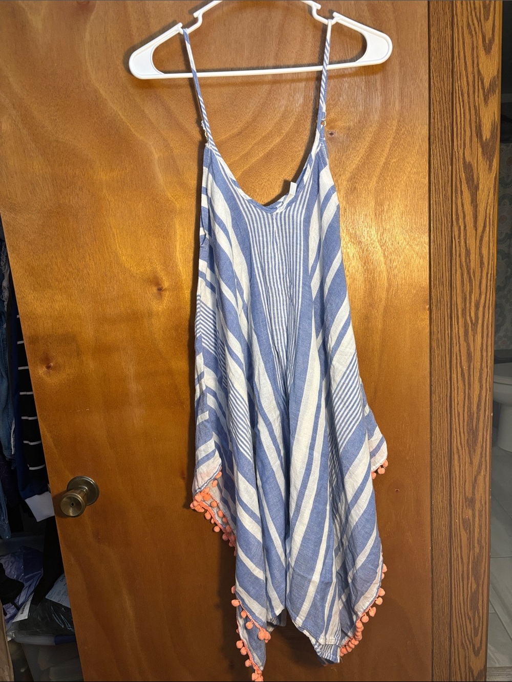 Boho Handkerchief Pom-Trim Swim Coverup- size M